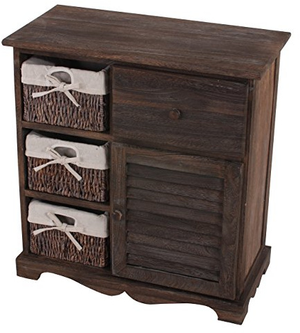 Mendler Kommode mit 3 Körben 63x60x30cm - braun | Schrank, Shabby-Look, Vintage