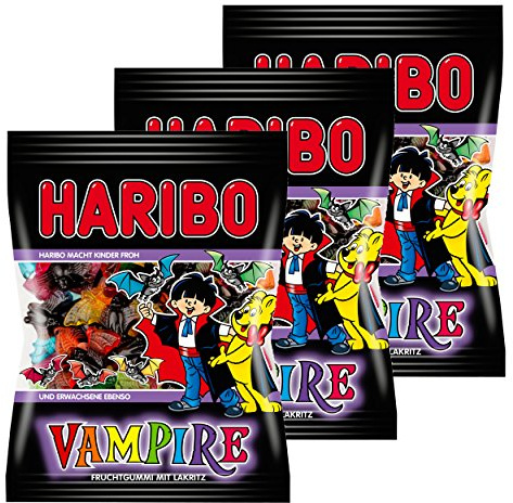 Haribo Vampire, 3er Pack, Gummibärchen, Weingummi, Fruchtgummi, Im Beutel, Tüte