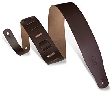 Levy's Leathers M26-DBR Gitarrengurt aus Leder, verstellbar von 96,5 cm bis 129,5 cm, Dunkelbraun