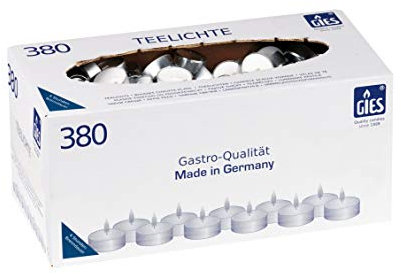 Gies Teelichte, Ø 38mm, in Metallhülsen, 380er-Karton weiss