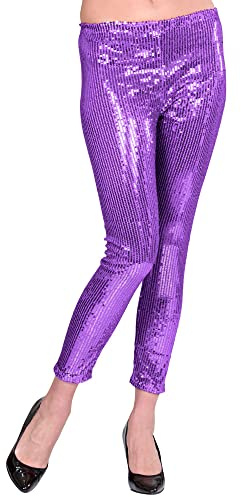 W WIDMANN MILANO Party Fashion - Paillettenleggings für Damen, glänzende Disco Leggings im 70er Jahre Stil, für Karneval, Party Outfit