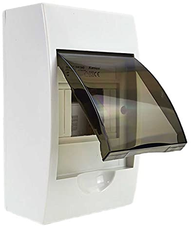 Kanlux Säkringsskåp, liten fördelare, IP40, ytmonterad, underfördelning, 1 rad, 4 moduler, vit/grå