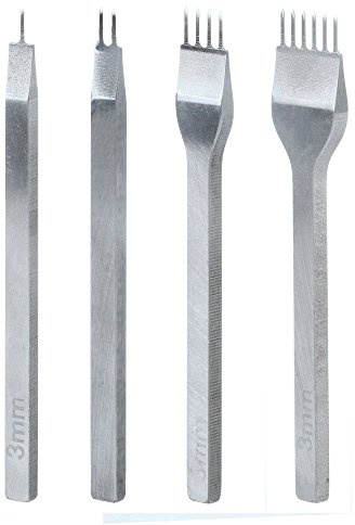 Malayas Perforadoras Herramientas Artesanales Costura, Tenedores para Coser Cuero, Herramientas de Cuero para Marcar Puntadas, Juego de Perforadores de Cuero de 1+2+4+6 Puntas-3mm