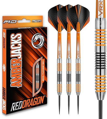 RED DRAGON Darts – Amberjack 4 Serie 23g Stahlspitze Dart-Set mit Dart Flüge und Dart Schäften