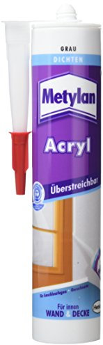 Metylan Wand & Decke Acryl, dehnfähige Acrylat-Dichtmasse für gering belastete Anschlussfugen im Innenbereich, versiegelt Risse in Putz, Mauerwerk, Fassaden, 300ml, grau