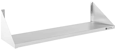 Royal Catering - Wandregal Wandbord (1 Fläche, 90 cm lang, 30 cm tief, Edelstahl + Befestigungsmaterial) Silber
