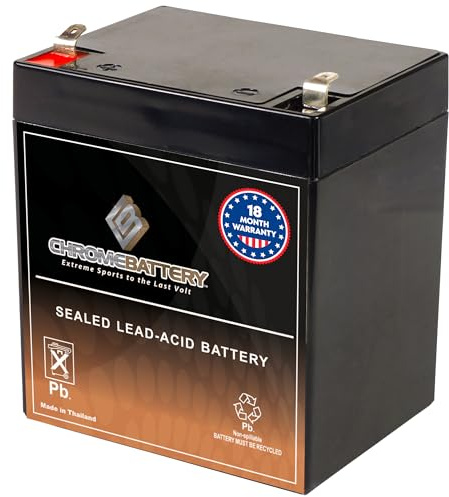 CB CHROMEBATTERY 12V 5AH Maintenance-Free Battery for Alarm Systems, Scooters, Toys, Emergency Lights, and More - Spade (F1) Terminal