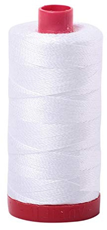 Aurifil Mako Cotton 12 Weight 2 Ply Large Spool 386 Yards 325 Meters White