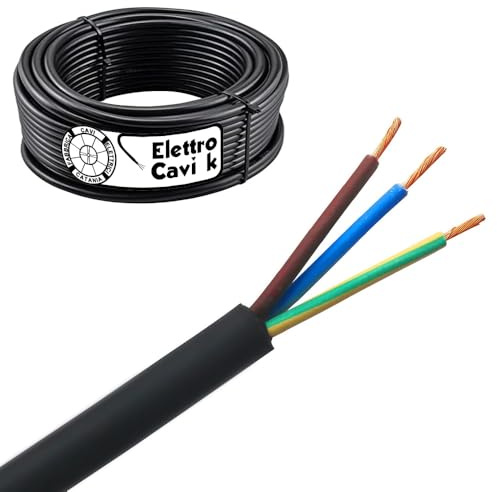 ELETTROCAVI K - CAVO ELETTRICO H07RN-F 3G1,5 mm² IN GOMMA NEOPRENE SUPER FLESSIBILE USO INTERNO/ESTERNO TRIPOLARE 3 POLI CPR 0,6/1 kV IEMMEQU PROFESSIONALE MADE IN ITALY 10 METRI
