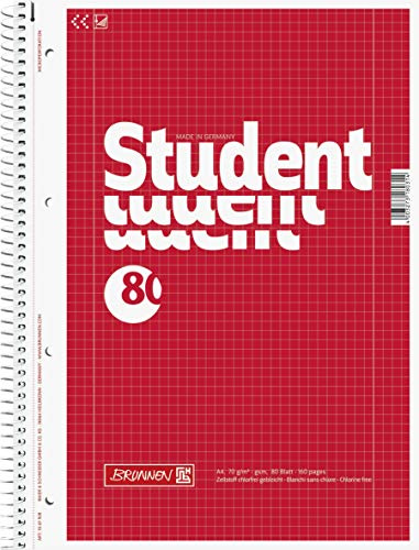 Brunnen 1067928 Notizblock/Collegeblock Student (A4, kariert, Lineatur 28, 70 g/m², 80 Blatt) 5 Stück