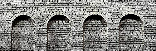 FALLER 170838 - Arkaden „Naturstein Quader“, grau, mit Rundbogen