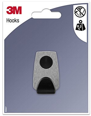 3M 96469 Crochet adhésif de forme ronde, gris métallique/noir, 1 UNITÉ