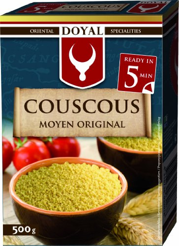 Cuscús grano medio 500 g en caja, preparación rápida 5 min, base versátil para ensaladas tipo tabulé, guarniciones y bowls, cocina árabe y mediterránea