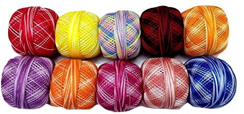 Shaded Lot de 10 pelotes de fil à tricoter 100% coton Mercer pour crochet et broderie 10 pelotes 200 g