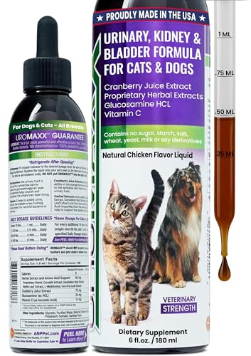 UroMAXX Tracto Urinario, riñón y vejiga fórmula para Perros y Gatos, 6 oz Botella 180 ml 6 FL oz Edición Limitada