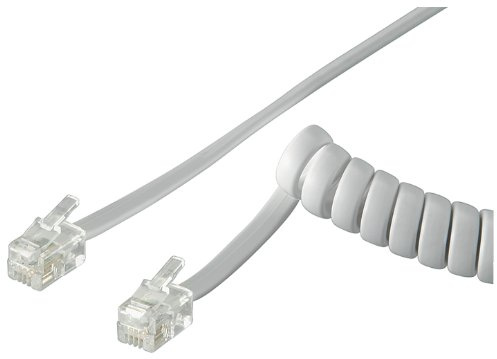Wentronic 4P4C Telefonhörer-Spiralkabel (2x Modularstecker RJ10) 4 m weiß/weiß