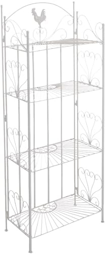 Estantería Decorativa De Hierro MIA | Estantería Multiusos Plegable De 4 Niveles | Estantería De Pie Plegable En Estilo Rústico I Color:, Color:Blanco