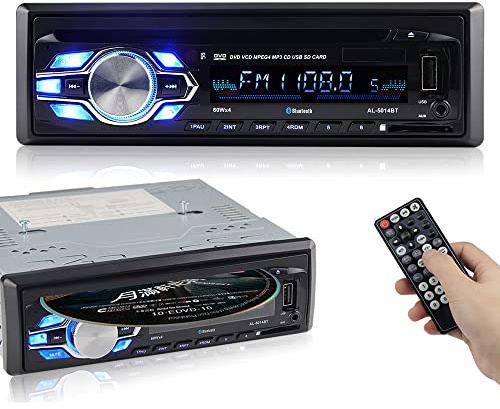 PolarLander Autoradio Bluetooth, lecteur CD de voiture, audio stéréo FM radio récepteur, voiture stéréo audio récepteur dans le tableau de bord radio 12 V CD FM MP3 Lecteur Aux SD carte USB avec