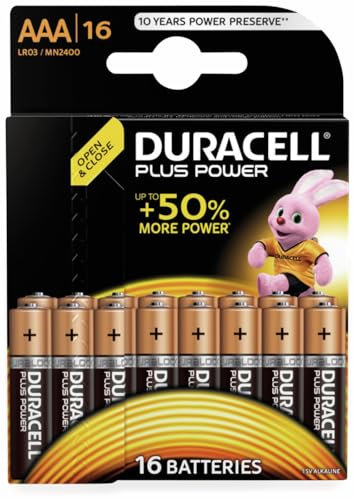 Duracell 81553297 Plus Power Batteria Alcalina di Tipo AAA 16, Nero