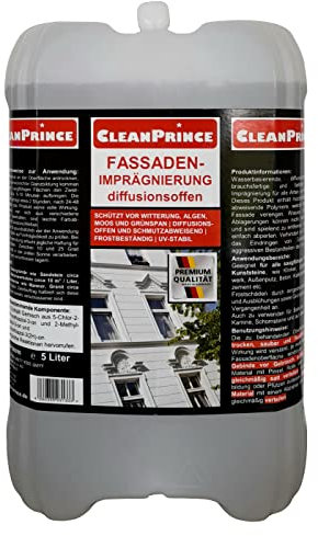 CleanPrince 5 Liter Fassadenimprägnierung Fassaden Imprägnierung Fassadenschutz Schutzanstrich saugfähige Natursteine Kunststeine Klinker Ziegelstein Steinimprägnierung Putz Beton