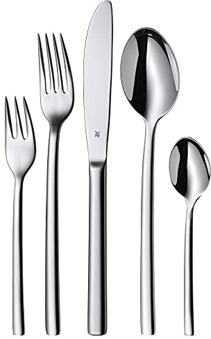 WMF Miami Besteck Set 12 Personen, Besteckset 60 teilig, Monobloc-Messer, Cromargan Edelstahl poliert, glänzend, spülmaschinengeeignet
