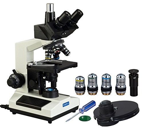 OMAX 40X-2500X LED Trinocular Compound Microscope with Phase Contrast Kit