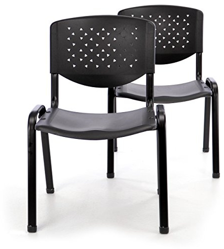 Nexos Trading Bürostuhl 2er Set Konferenzstuhl Besucherstuhl schwarz LxBxH 48 x 54 x 79 cm Stapelstuhl Metallrahmen stabil Sitzfläche Kunststoff