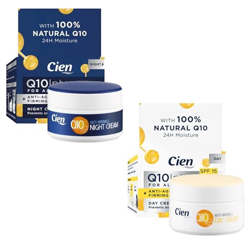 Lot de 2 Cremes Anti-rides (Crème de nuit 50 ml + Creme de Jour 50 ml) - avec la Coenzyme Q10, l'acide hyaluronique, et vitamine E - Peaux exigeantes