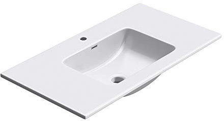 doporro Waschbecken mineralguss Einbauwaschbecken mineralguss 90x48x14 cm weiß Einbauwaschtisch mit Überlauf Waschtisch Handwaschbecken Col02