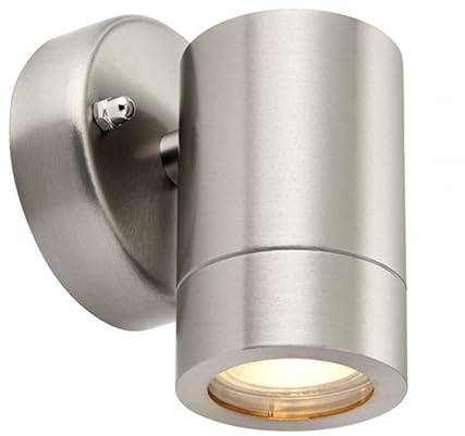 Saxby Palin 35W Brushed Stainless Steel IP44 Outdoor Garden Wall Downlight