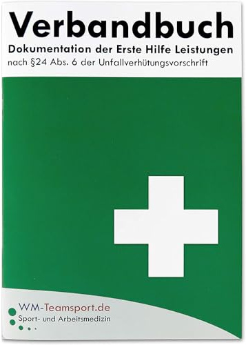 Verbandbuch mit heraustrennbaren Seiten - DSGVO-konform - zur Dokumentation von Unfällen und Verletzungen