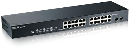 ZyXEL B774349 24-Port Gigabit Switch | Smart managed | Rackmontage und lüfterloses Design | VLAN, IGMP, QoS | Lebenslange Garantie [GS1900-24] , grau