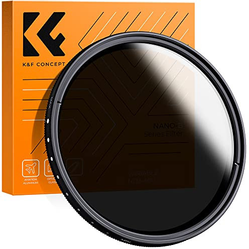 K&F CONCEPT 49mm Variable ND2-ND400 Filters Adjustable Grey Filter Slim Fader ND Neutral Density with Microfibre Cleaning Cloth for Canon Nikon DSLR Camera (Nano-B Series)