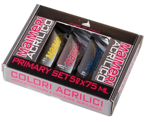 Maimeri Colori Acrilico scatola in cartone 5 tubi 75ml colori primari