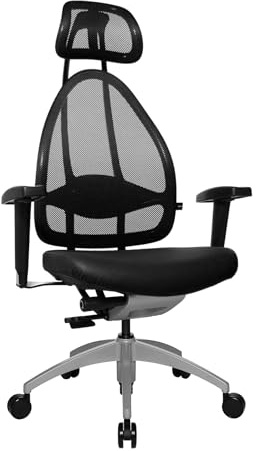 Topstar J170T S10 Open Art 10, Design- und Komfort-Drehstuhl, Bürostuhl, Schreibtischstuhl, inkl. Armlehnen, schwarz, alusilber, Sitzhöhe: 44 - 52 cm