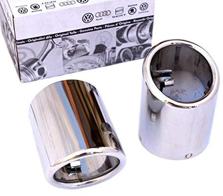 Skoda Original Auspuff Endrohrblenden edelstahl Auspuffblenden 60mm Doppelendrohr Blende poliert