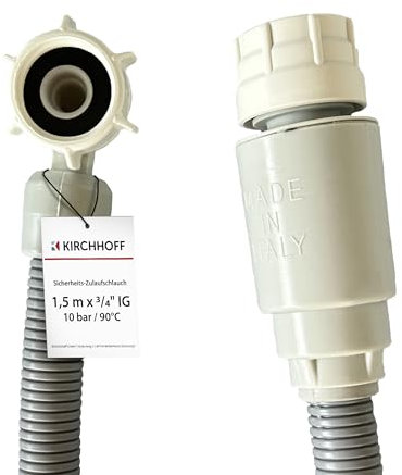 KIRCHHOFF 98657210 - Manguera para lavadora (1,5 m, manguera de entrada con 3/4 x 3/4 IG para lavadora o lavavajillas, manguera de agua con Aquastop)