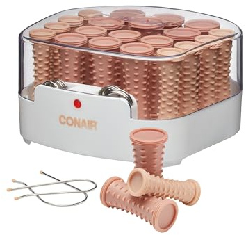 Conair Double Ceramic Hot Rollers for Long, Medium, and All Hair - Hair Curler - Hair Roller Clips Included - 1/2 inch, 3/4 inch, and 1 inch Rollers