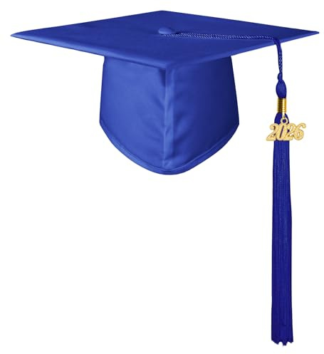 GraduationMall Unisex Graduation Cap for Adult 2021 Academic Mortarboard with Tassel for High School & Bachelor Graduation Hat - Royal