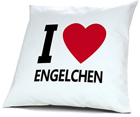 digital print Kopfkissen Engelchen, Kissen mit Füllung I Love Engelchen, 40 cm, 100% Baumwolle, Kuschelkissen, Liebeskissen, Namenskissen, Geschenkidee