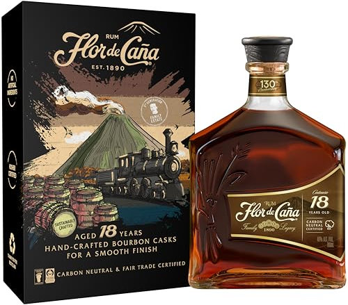 Flor de Caña 18 - Rum Scuro, Senza Zuccheri Aggiunti, Bottiglia da 700 ml