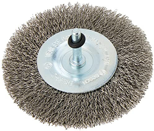 Bosch 1x PRO Stainless Steel Longlife Scheibenbürste, gewellter Draht für 6‑mm-Zylinderschaft und Bohrer (Ø 100 mm, Professional Zubehör Bohrmaschine/Schrauber)