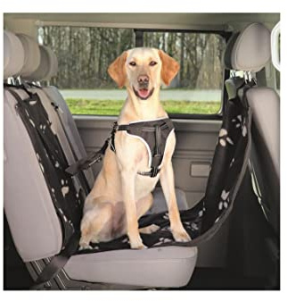 TRIXIE Auto-Schondecke mit Seitenteilen, halb - schwarz/beige 0,5 × 1,45 m