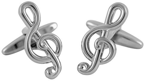 LINDENMANN Manschettenknöpfe, silberfarben mit Notenschlüssel Motiv, Geschenketui, 1643