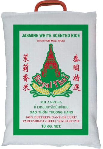 ROYAL THAI RICE - Riz Parfumé au Jasmin à Grains Longs - 1 X 10 KG | Riz thaïlandais parfumé - Conservation optimale en environnement frais et sec