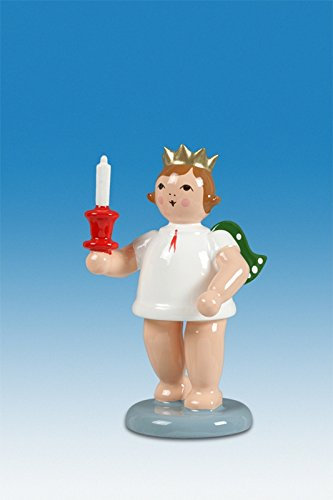 Rudolphs Schatzkiste Holzfigur Engel mit Kerze und Krone Höhe 6cm NEU Holzengel Instrument Seiffen Erzgebirge Figur Dekoration Holzfiguren Weihnachten Fensterschmuck Spielzeug Deko Weihnachtsfigur