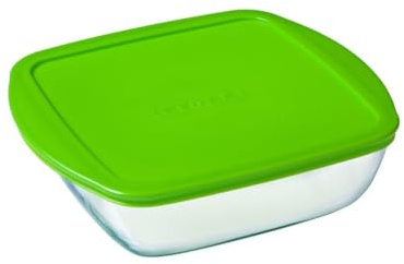 Pyrex for storing food Square Dish with Lid,green, 25 x 22 x 7 cm