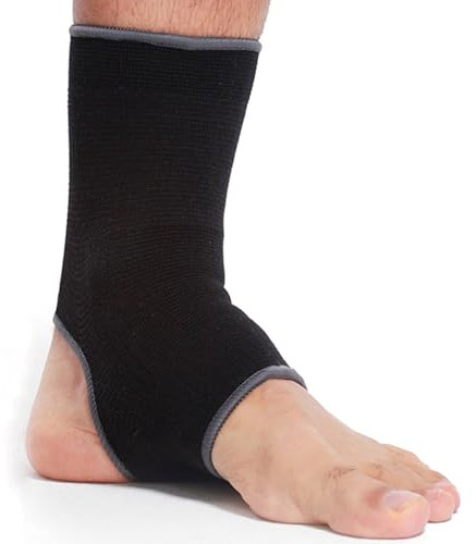 Neotech Care Ankle Support Sleeve - Open Heel, Light, Elastic & Breathable Knitted Fabric - Medium Compression - For Men, Women, Kids - Right or Left Foot (Black Colour, Size M, 1 Unit)