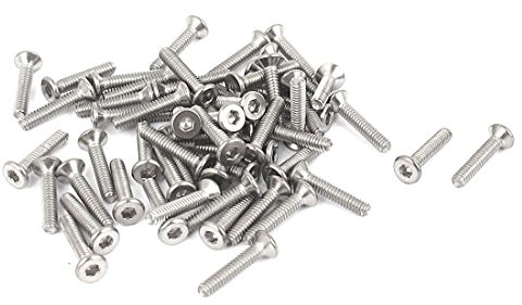 sourcing map 50 Stk. M2 x 10mm 304 Edelstahl Sechskantschraube Versenkt Flacher Kopf Bolzen de