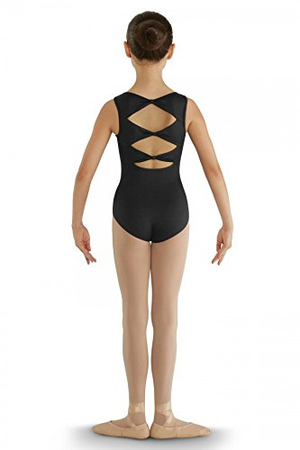 Bloch Dance Girls Gladiolus Bow Back Tank Leotard, Black, 12